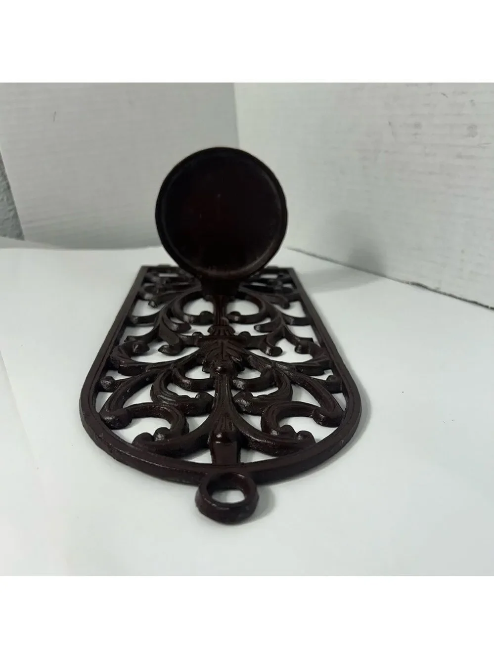 Cast Iron Wall Candle Holder French Country Brown Heavy